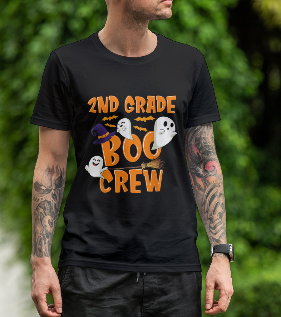 2nd Grade Boo Crew Halloween Ghosts And Witch Hats T-Shirt