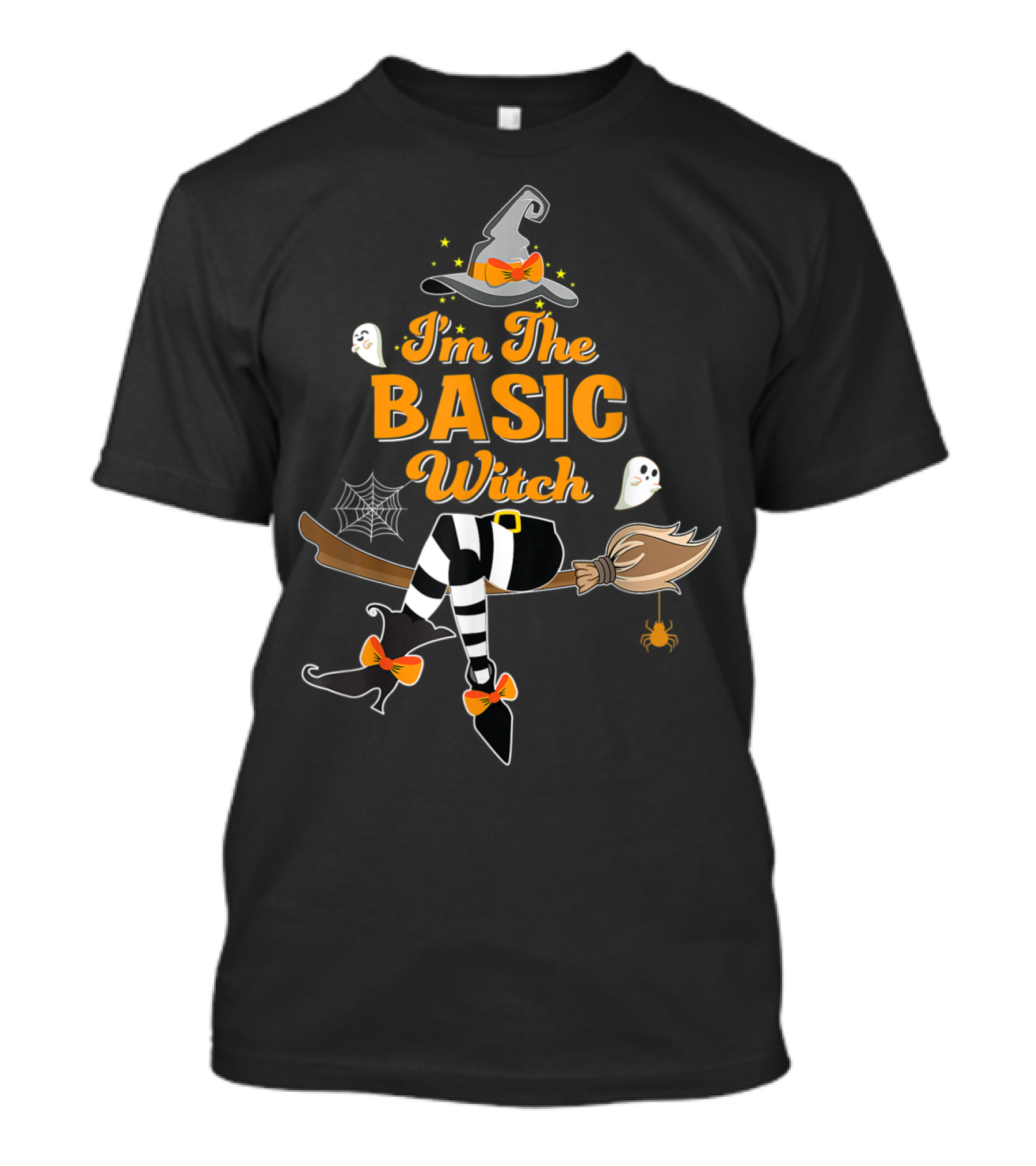 I'm The Basic Witch Costume Halloween Matching Group Ghosts Spider Broomstick Hat T-Shirt