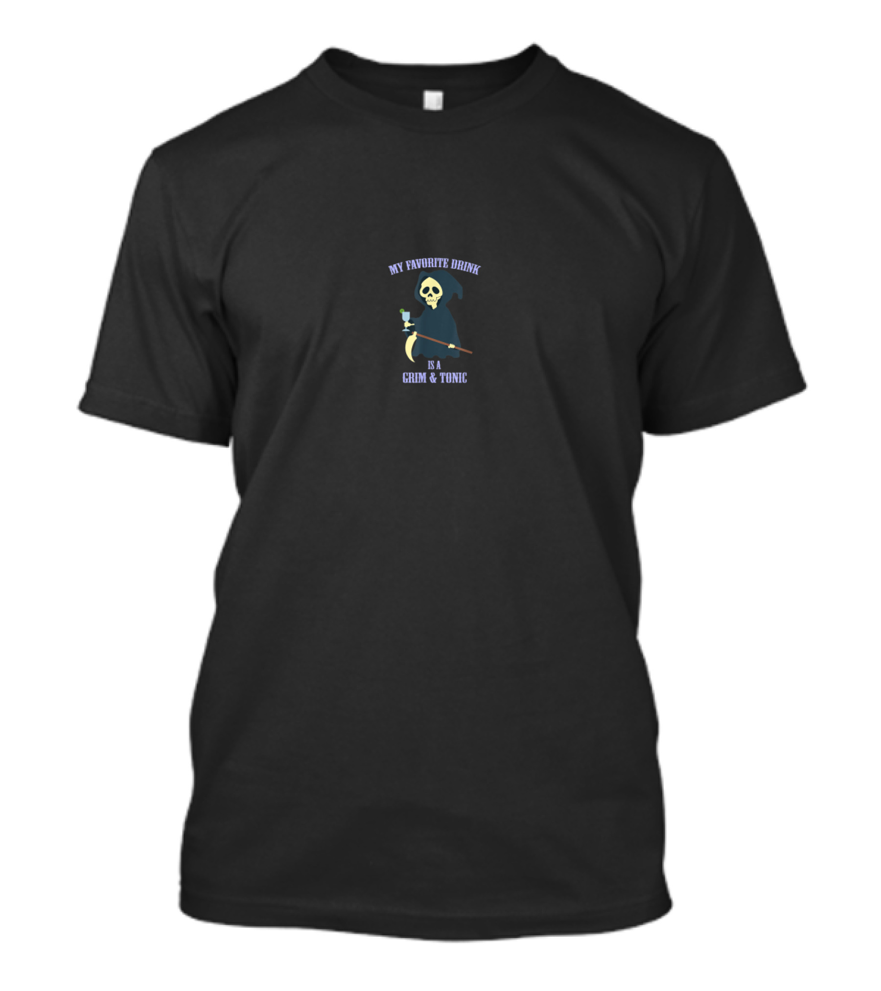 Scary Grim Reaper Halloween My Favorite Drink Is A Grim And Tonic T-Shirt