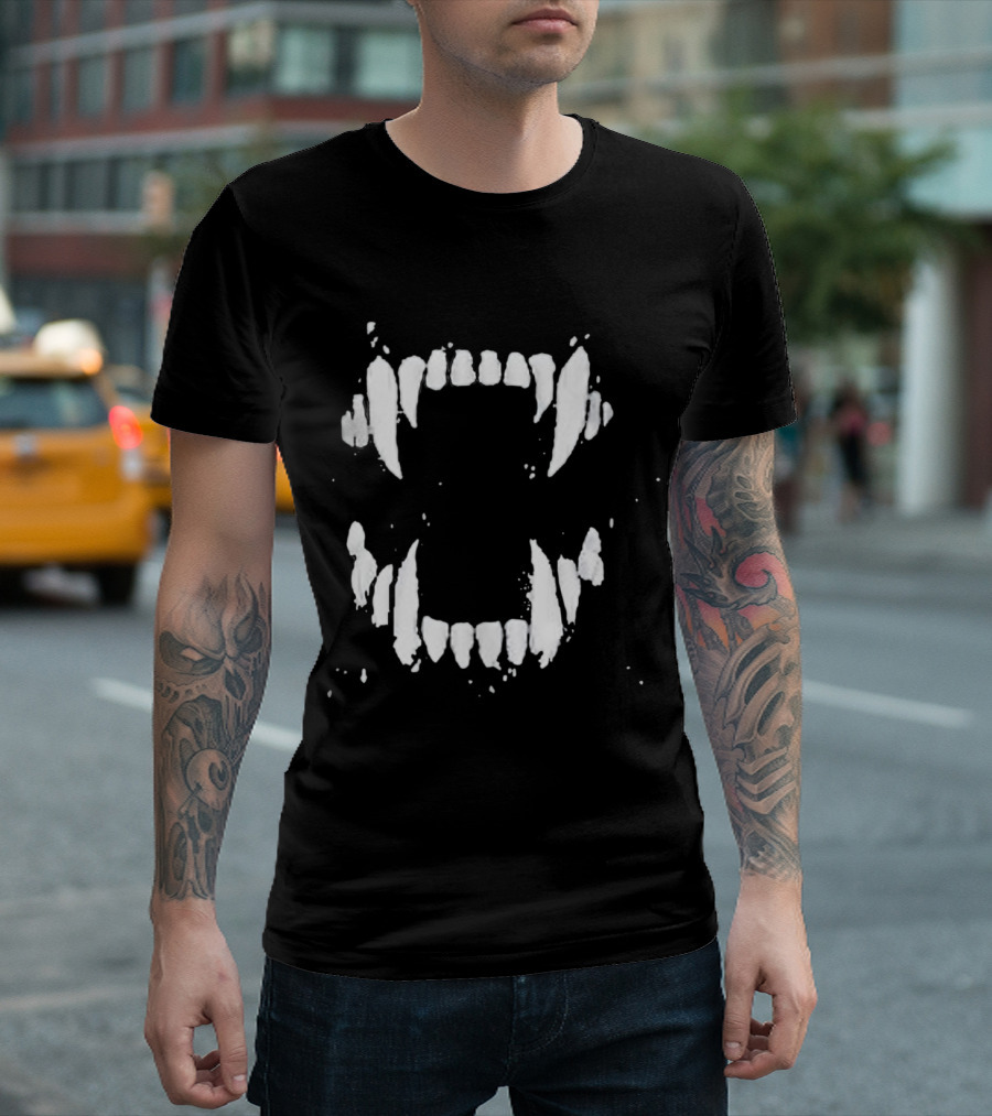 Scary Halloween Vampire Fang Teeth Horror Iconic T-Shirt