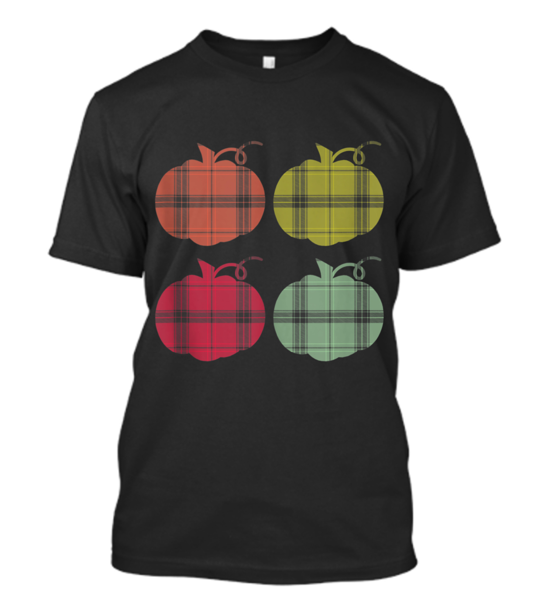 Thanksgiving Pumpkin Plaid Vintage Fall Colors T-Shirt