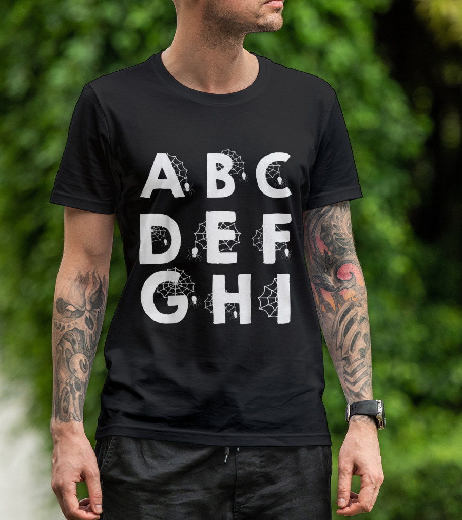 ABC DEF GHI Spider Web Alphabet T-Shirt