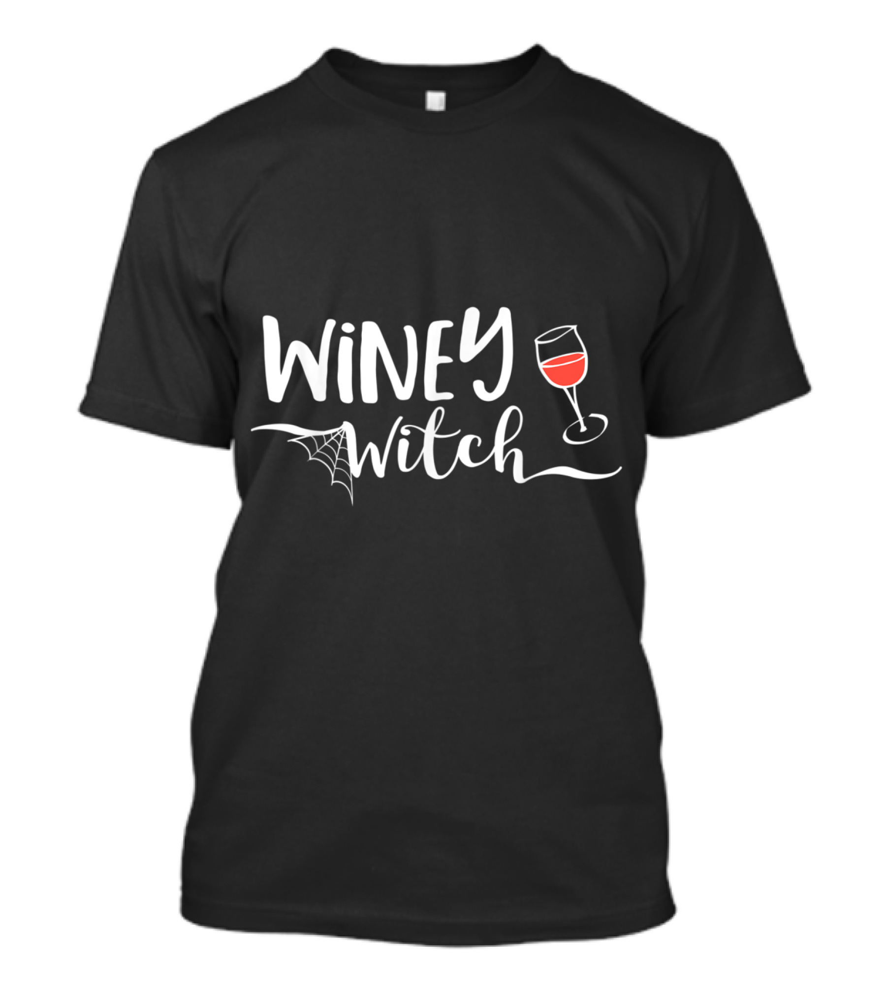 Winey Witch Halloween Costume Spiderweb And Wine Glass T-Shirt