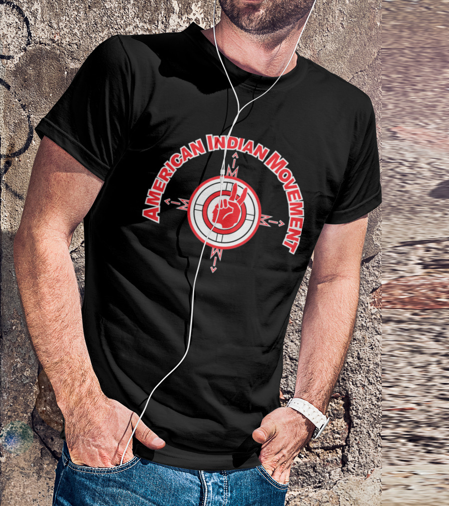 American Indian Movement AIM Logo With Peace Hand T-Shirt