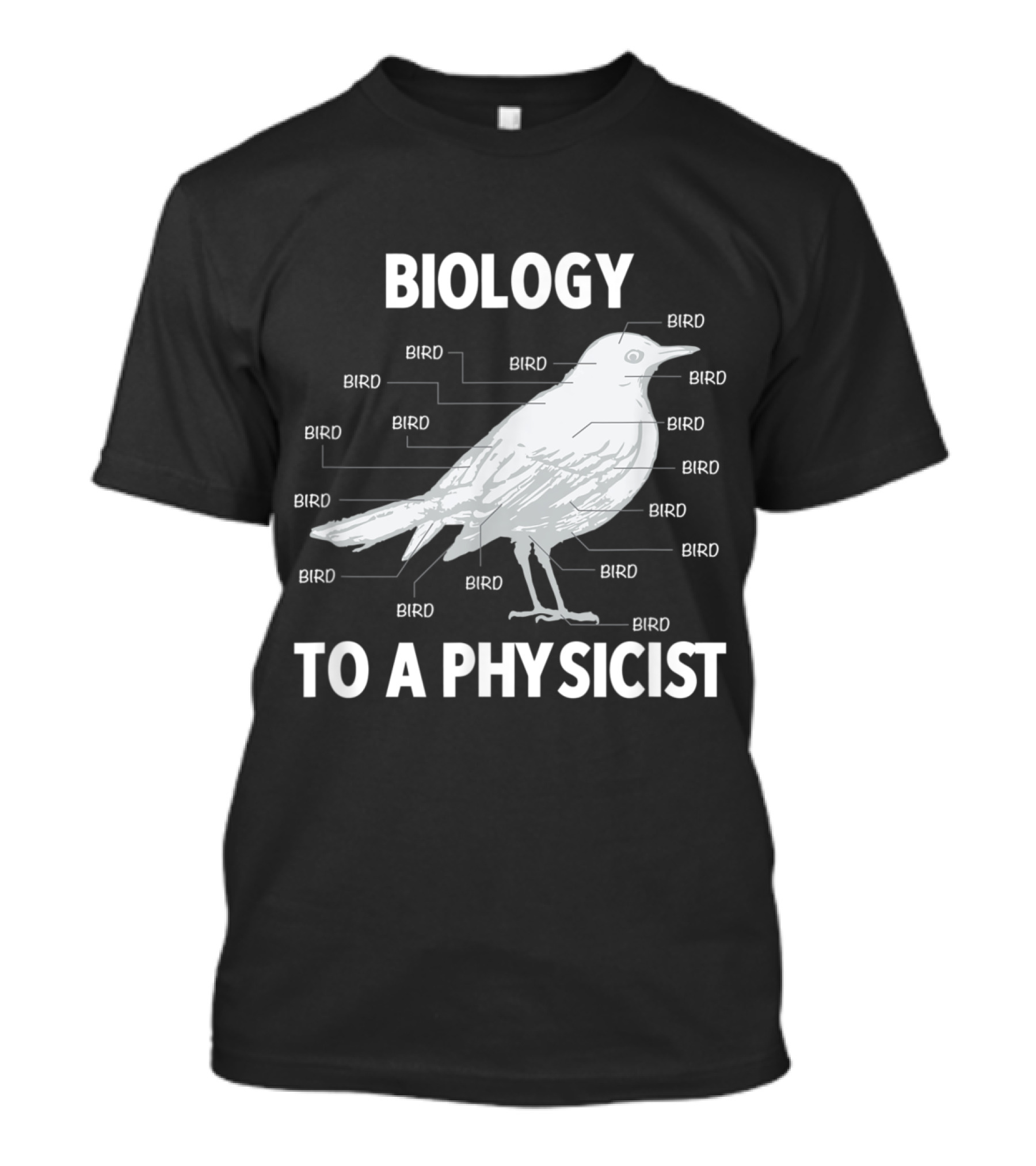 Biology To A Physicist Bird Diagram Funny Physics T-Shirt