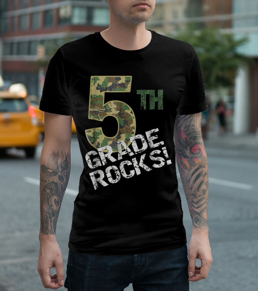 Camo 5th Grade Rocks Girls T-Shirt
