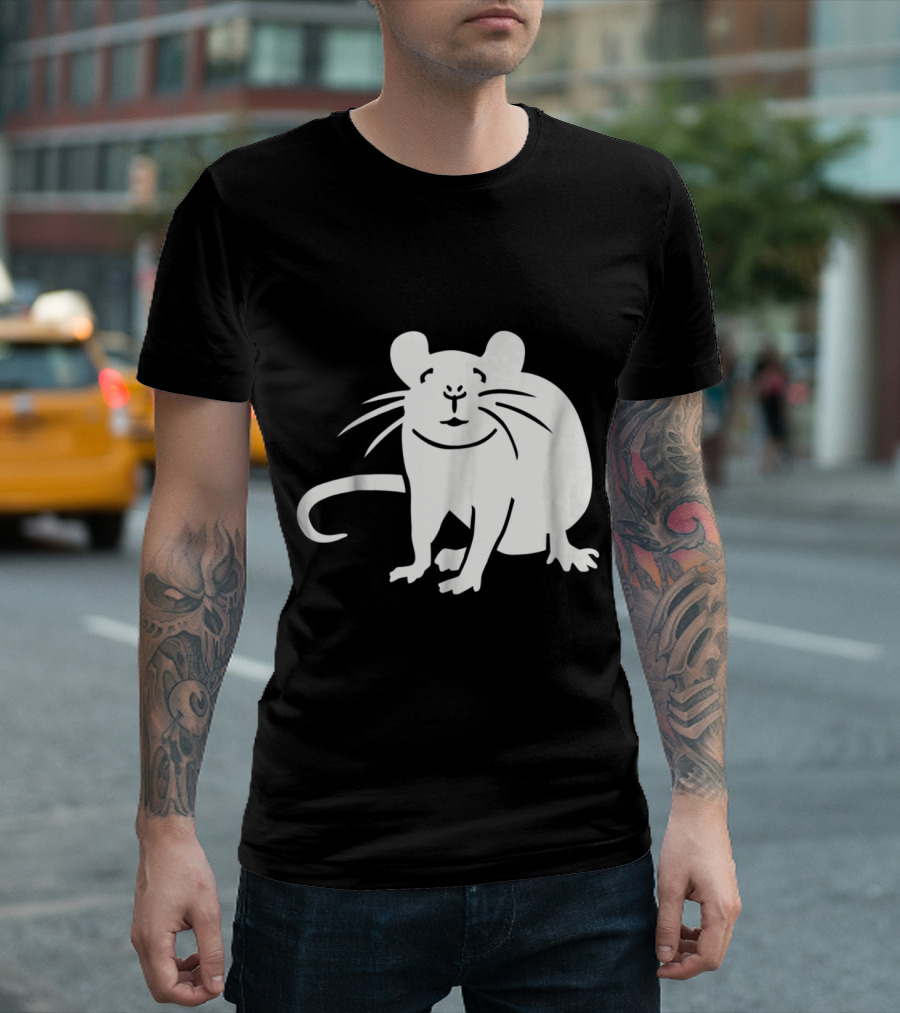 Rat Cute Minimalist White T-Shirt