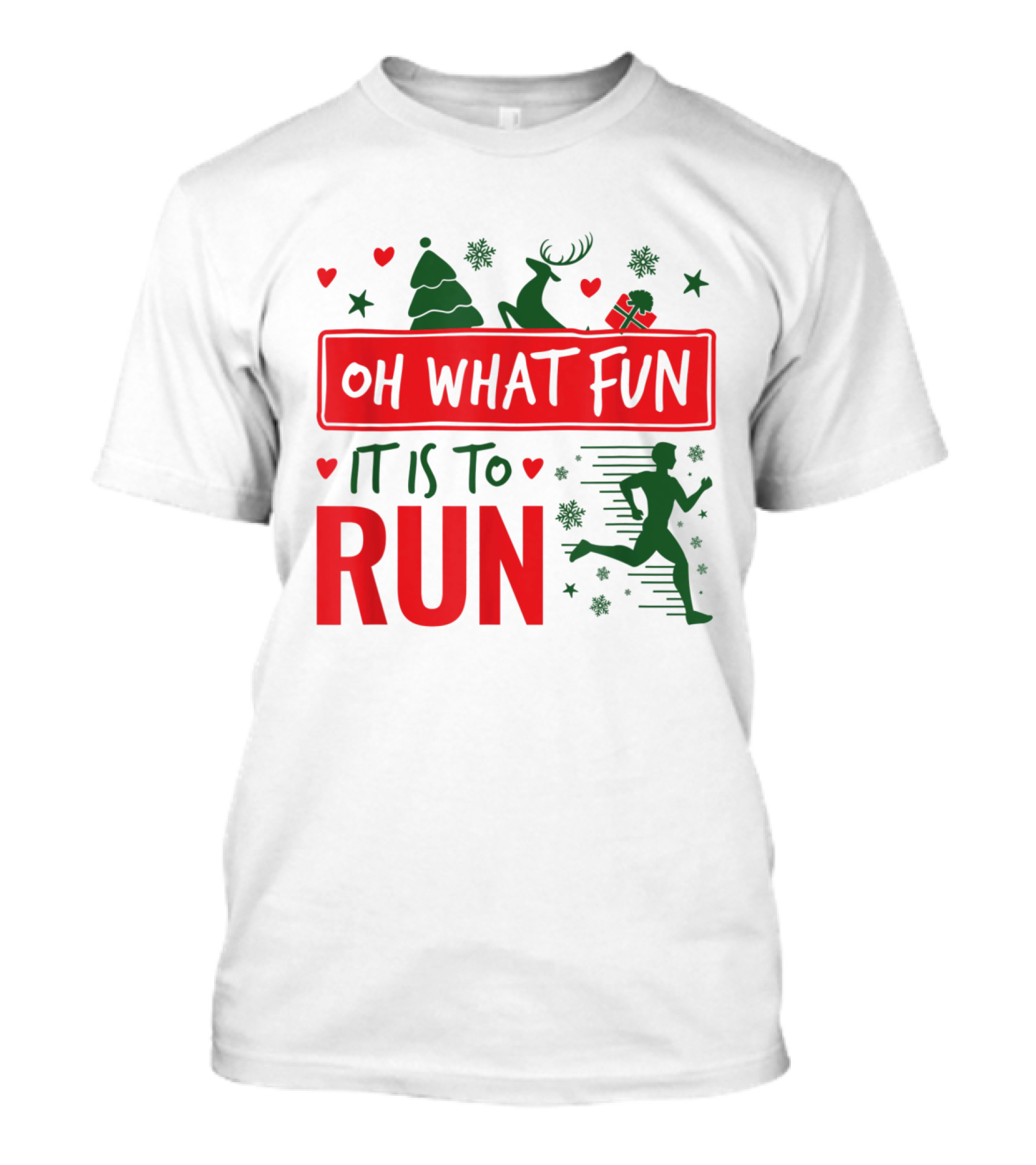 Oh What Fun It Is To Run Reindeer Christmas Running T-Shirt