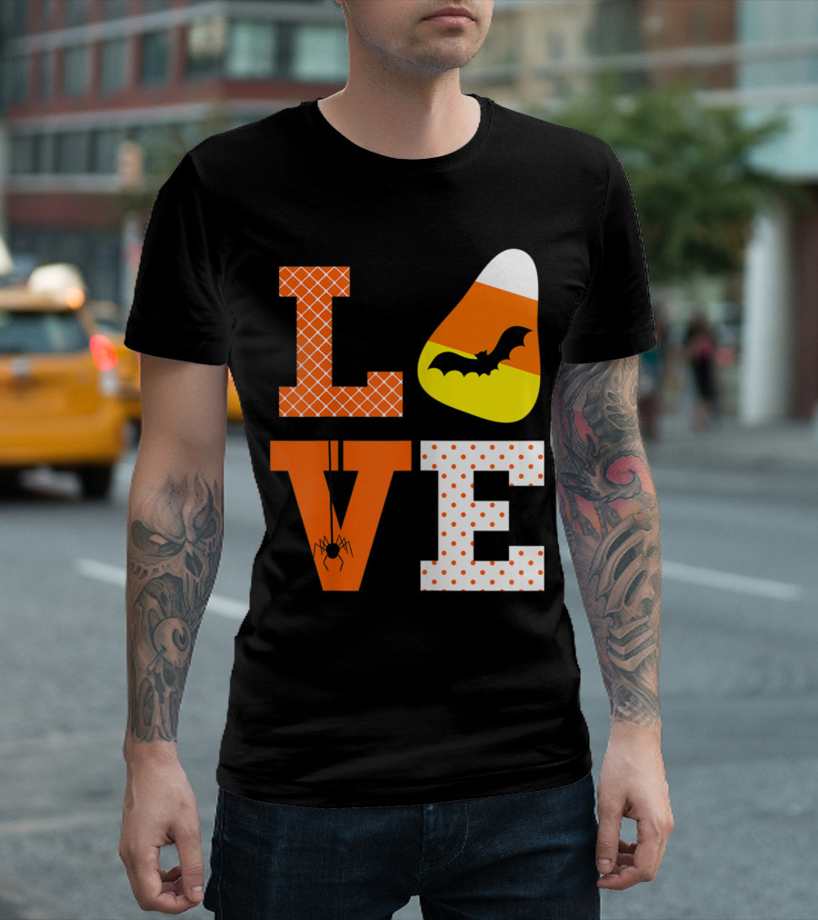 Candy Corn Love Halloween Bat Spider Teen Tween Girl Cute T-Shirt