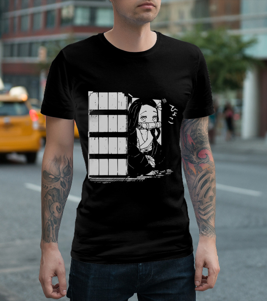 Kawaii Cute Nezuko Peeking Demon Slayer Anime Character Japan T-Shirt