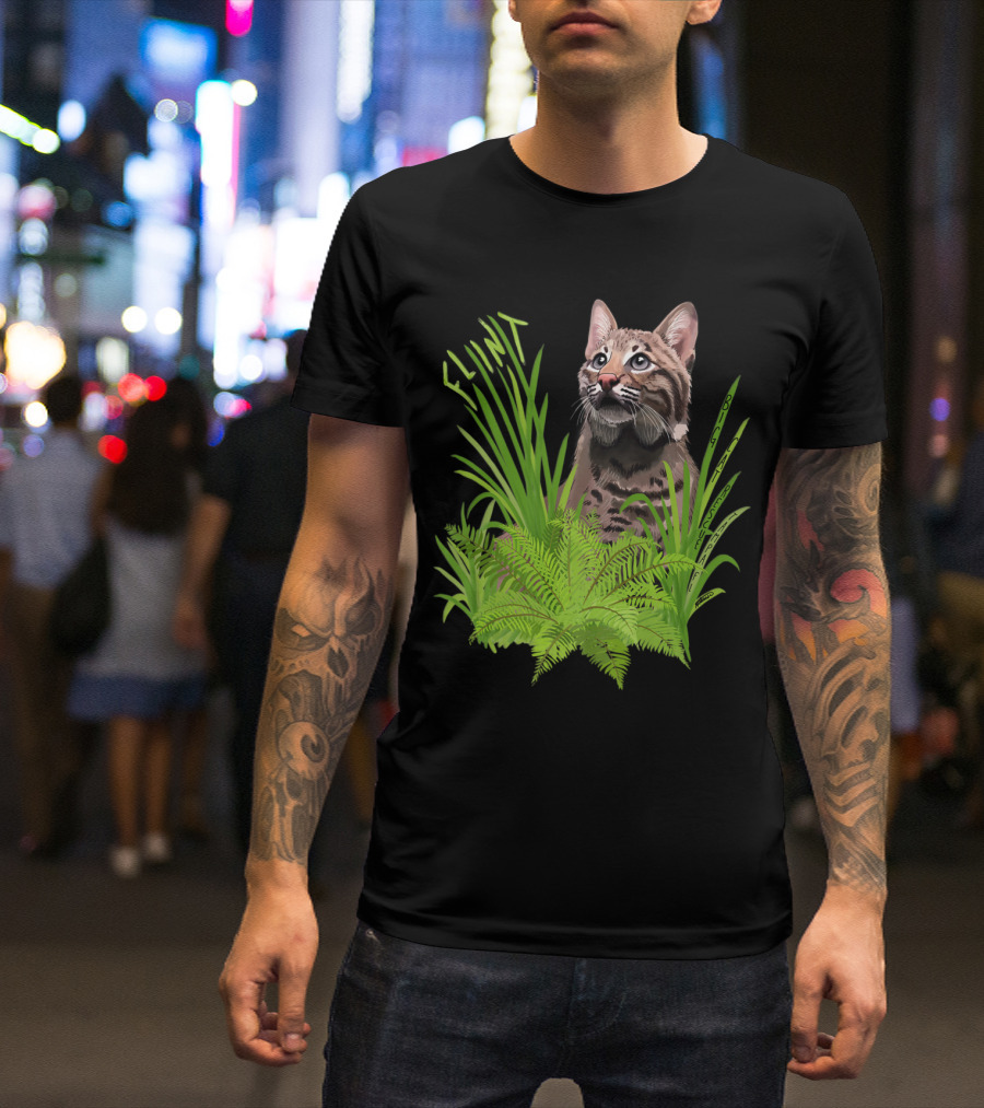Flint The Curious Bobcat In Ferns FULEf T-Shirt