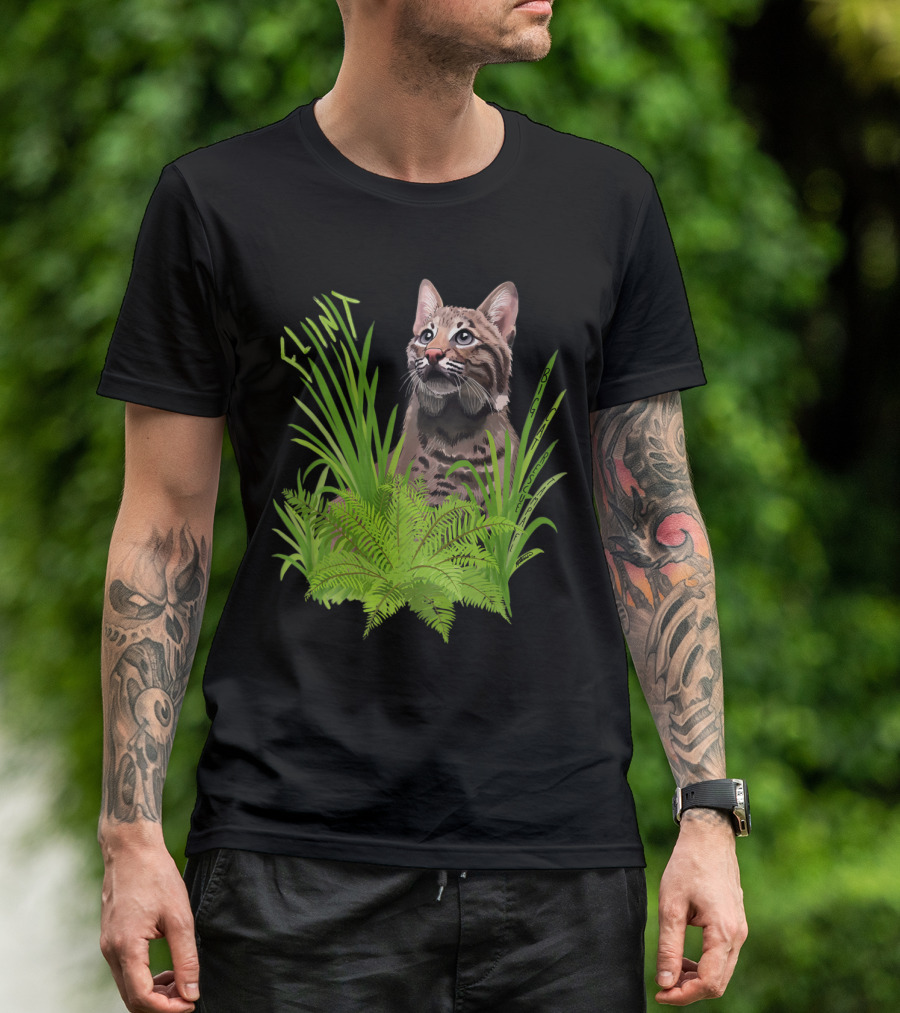 Flint The Curious Bobcat In Ferns FULEf T-Shirt