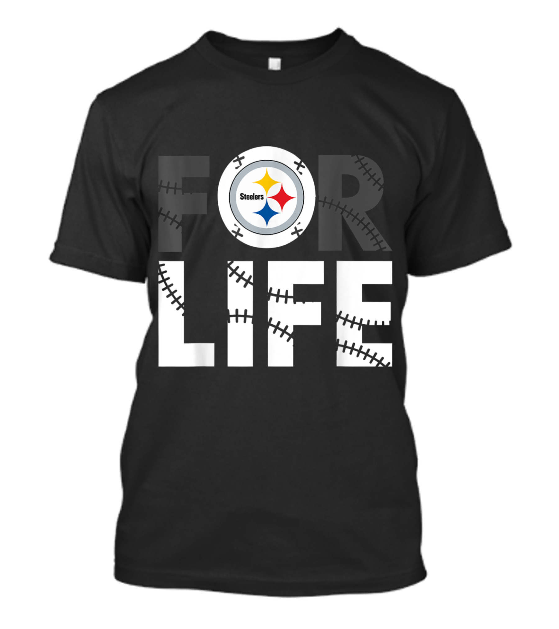 Pittsburgh Steelers Halloween Football Stitching For Life Fan T-Shirt