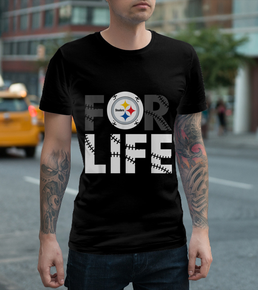 Pittsburgh Steelers Halloween Football Stitching For Life Fan T-Shirt