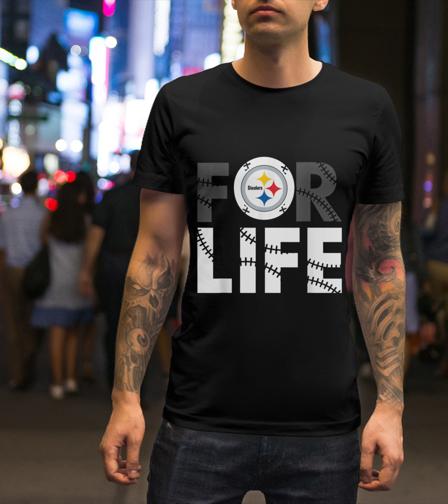 Pittsburgh Steelers Halloween Football Stitching For Life Fan T-Shirt