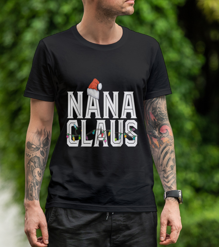 Nana Claus Santa Hat Christmas Lights T-Shirt