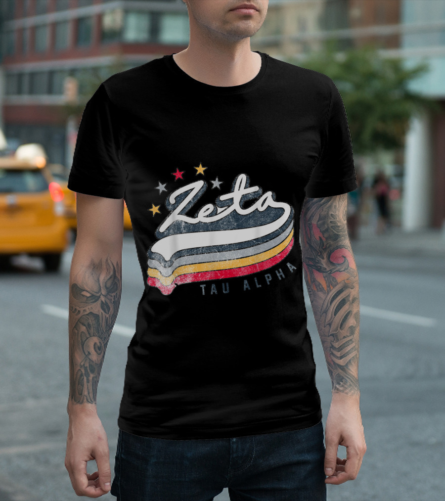 Zeta Tau Alpha Vintage Retro Stars Greek T-Shirt