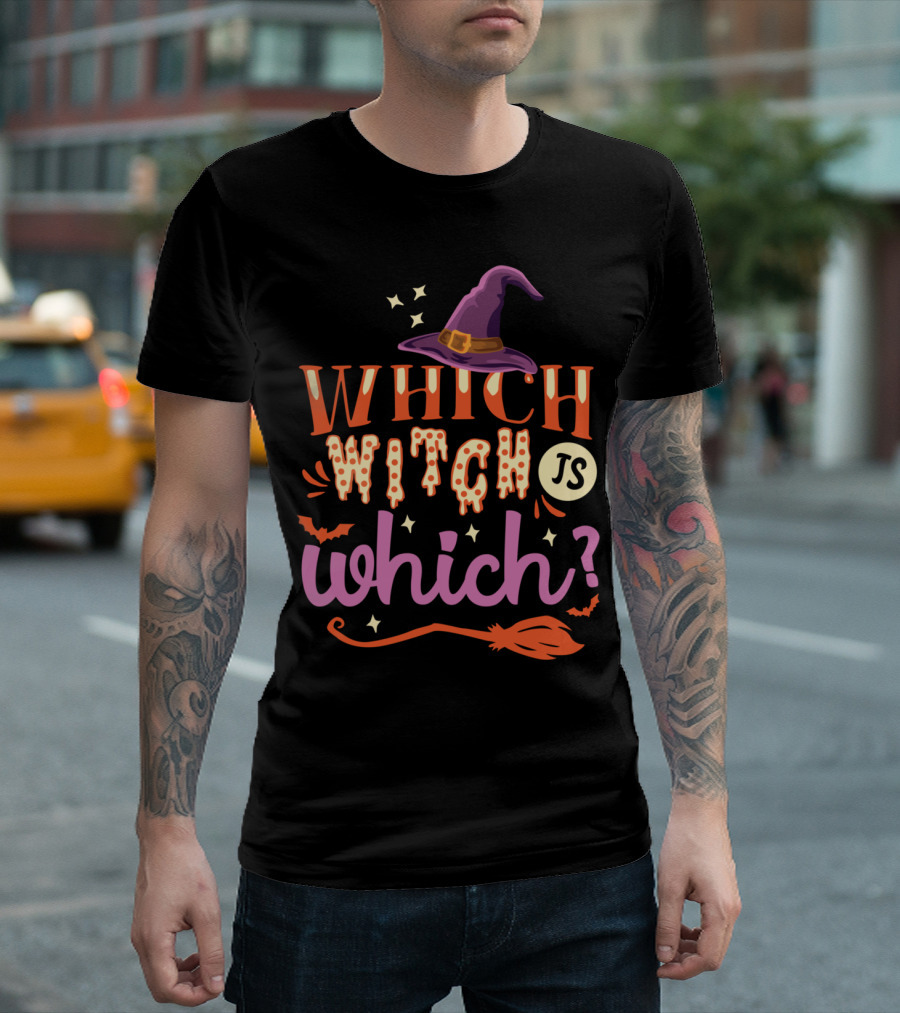 Which Witch is Which Halloween Witch Hat Broom Stars Bat T-Shirt