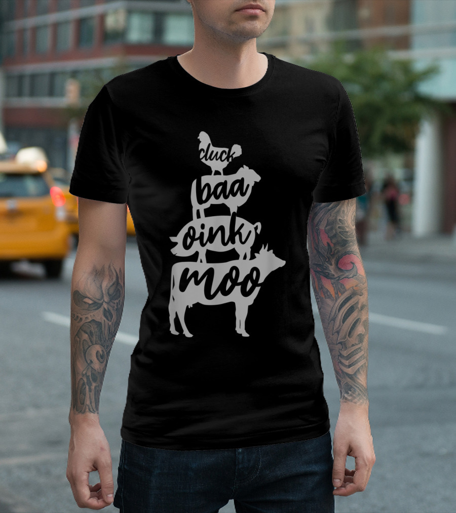 Cluck Baa Oink Moo Animal Sounds Stack T-Shirt