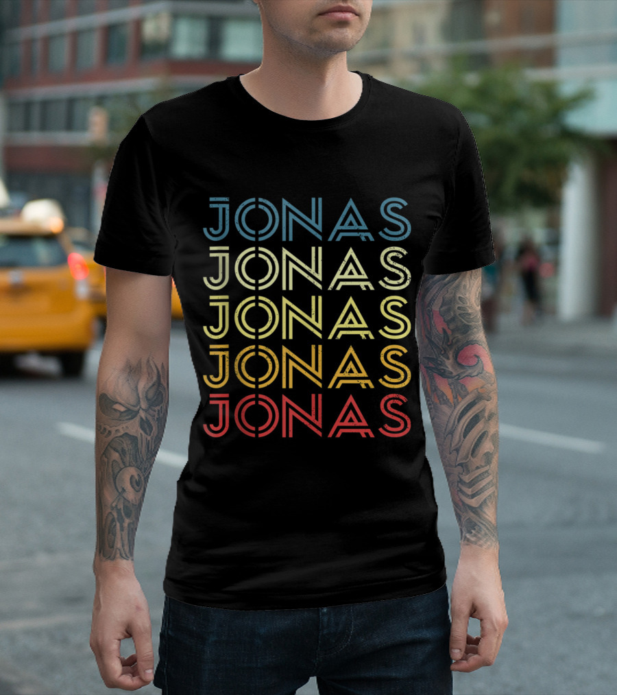 Jonas First Given Name Pride Vintage Distressed Multicolor Retro Cool T-Shirt
