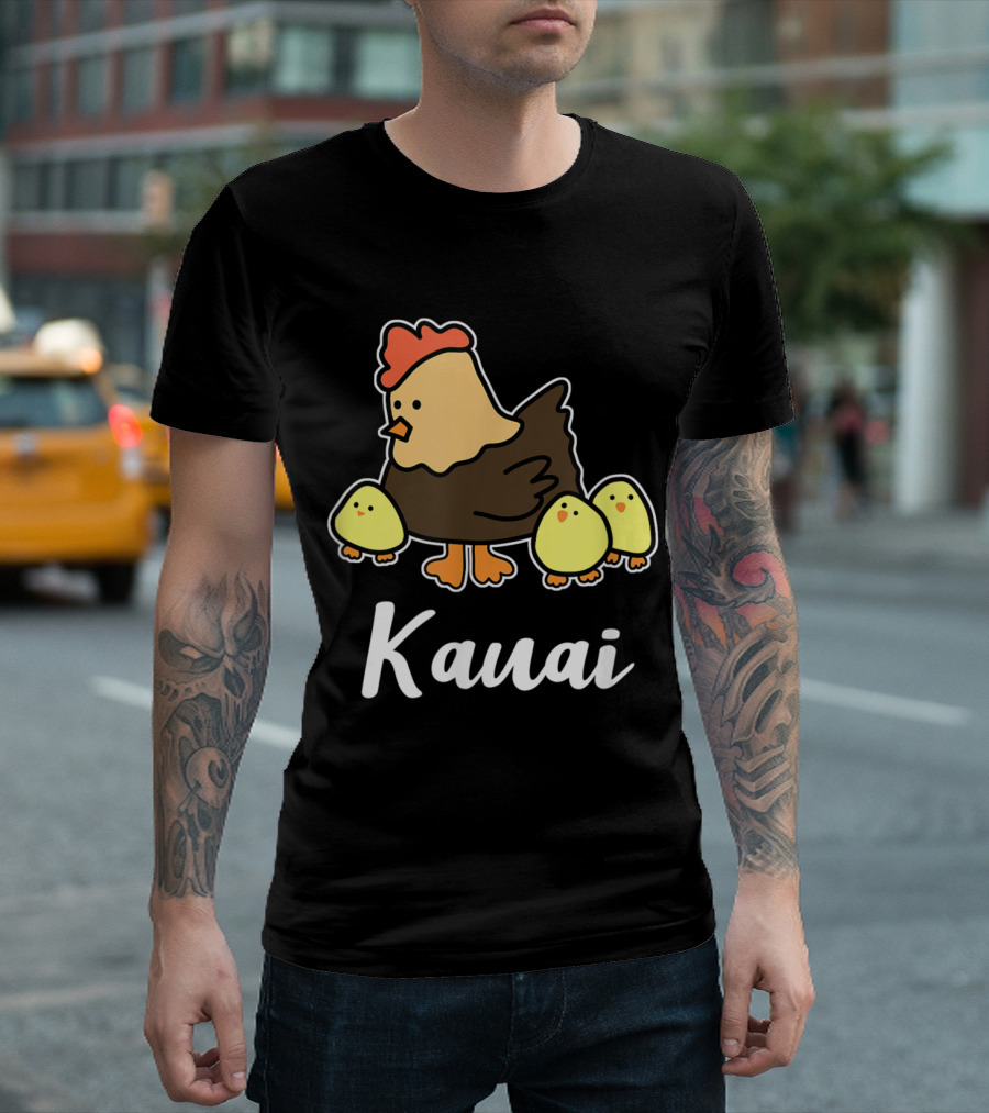 Kauai Hen With Chicks Cute Chickens T-Shirt