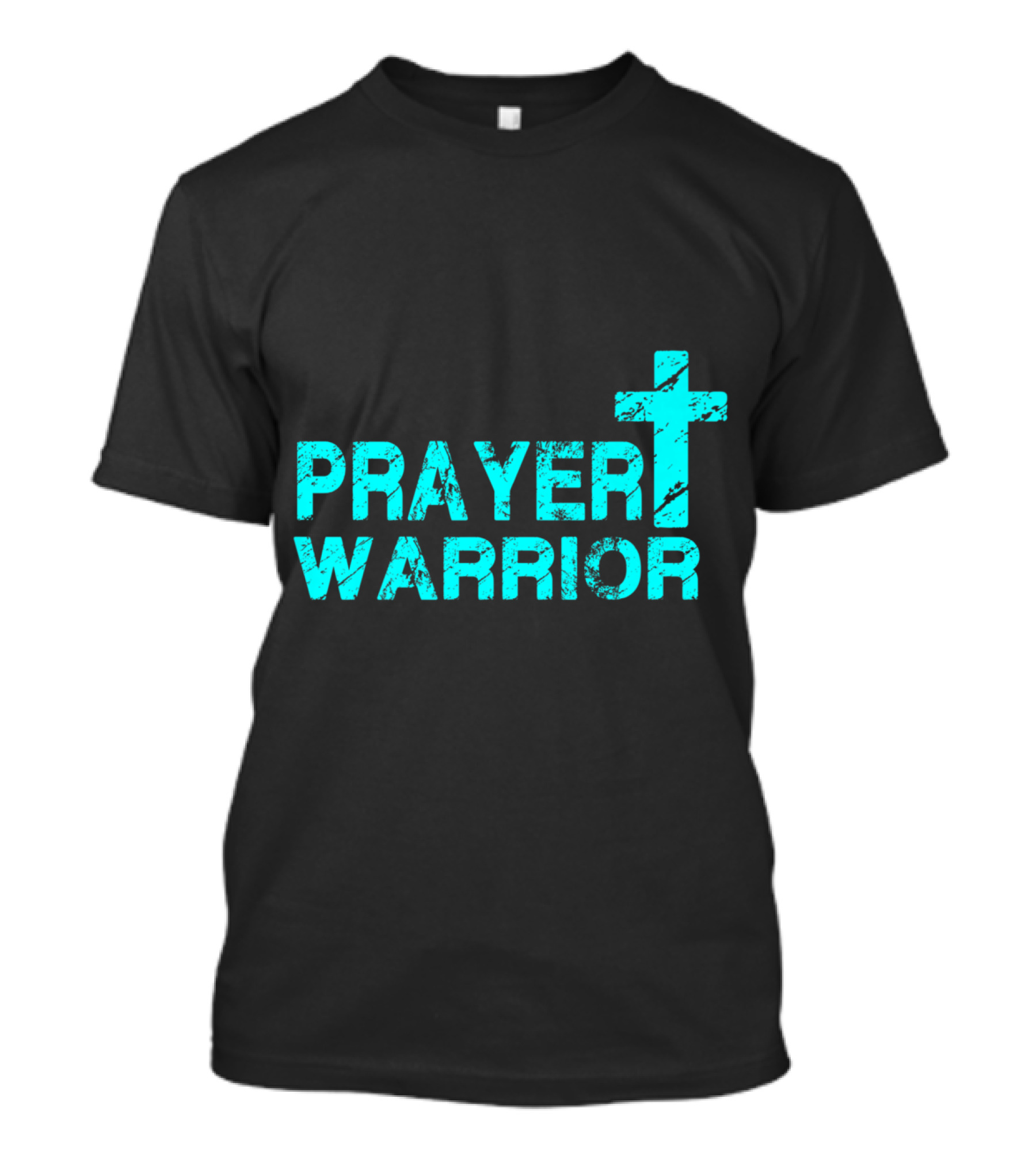 Prayer Warrior Distressed Cross Christian Faith T-Shirt