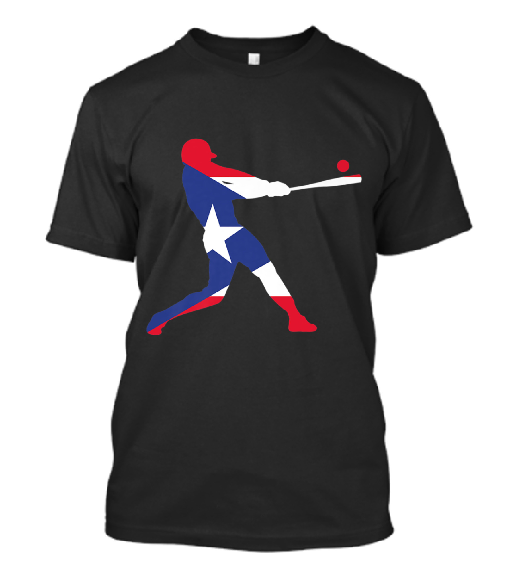 Puerto Rico Baseball Island Game Silhouette With Flag Colors T-Shirt