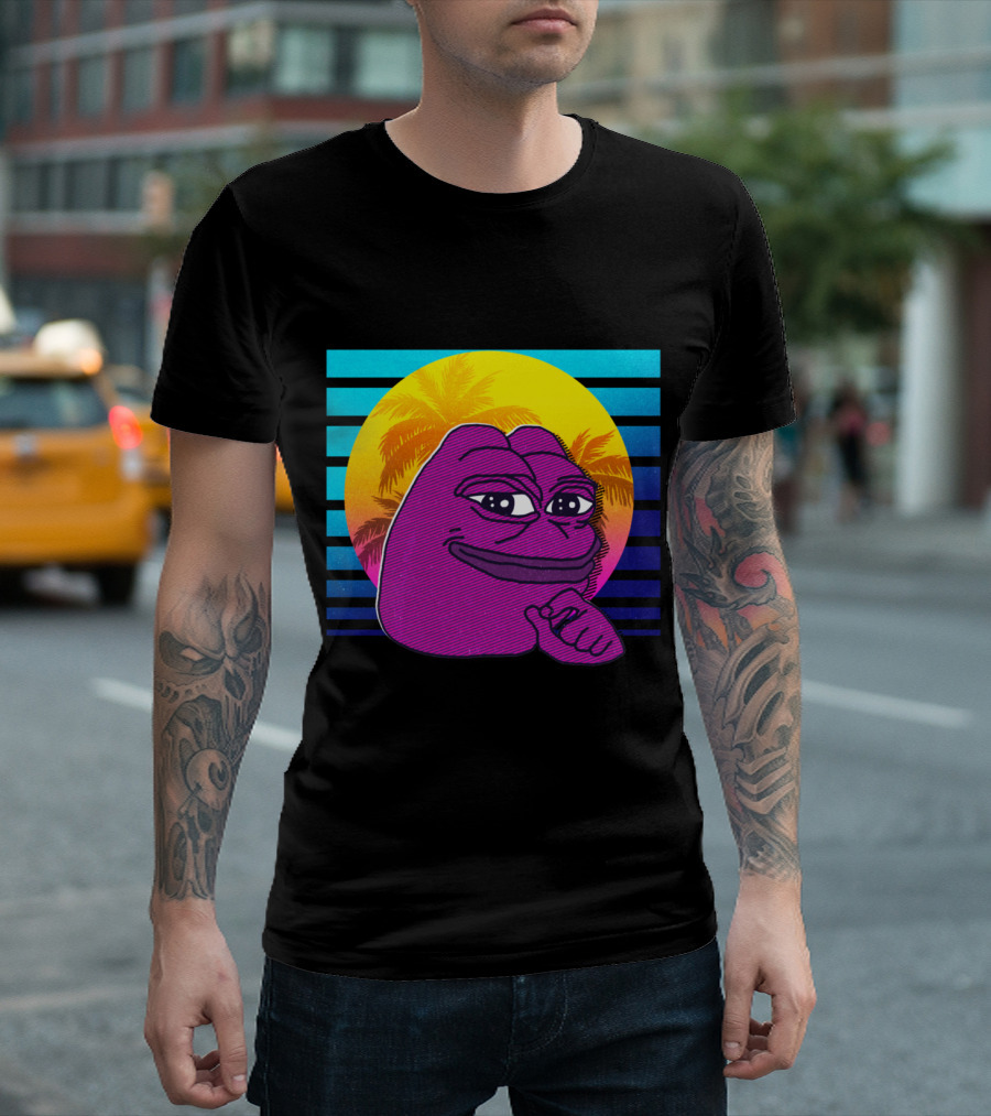Vaporwave 80s Pepe Dank Meme Tropical Aesthetic T-Shirt