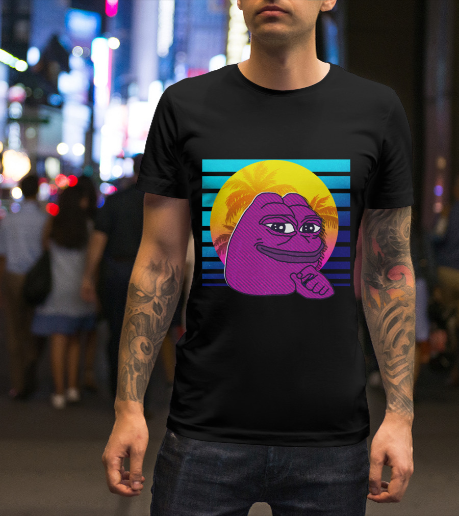 Vaporwave 80s Pepe Dank Meme Tropical Aesthetic T-Shirt