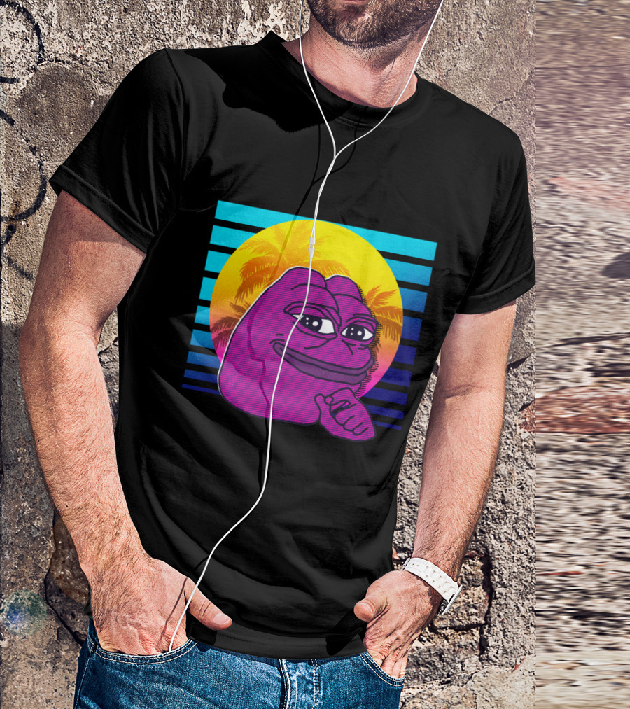Vaporwave 80s Pepe Dank Meme Tropical Aesthetic T-Shirt
