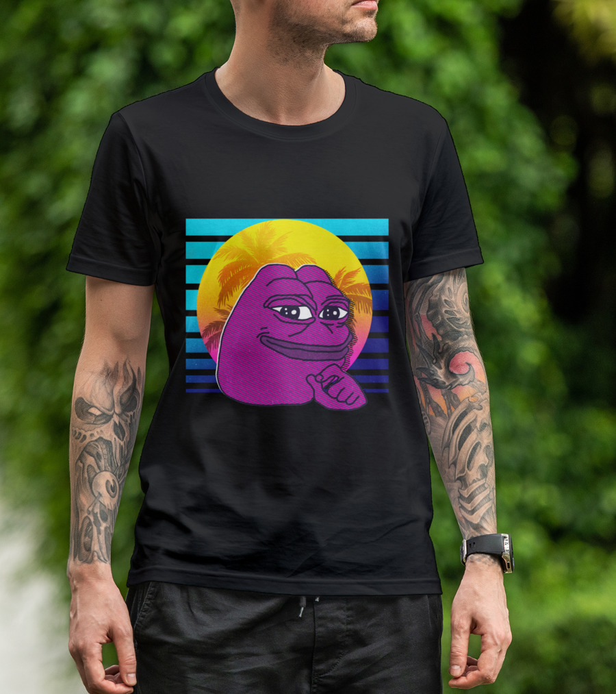 Vaporwave 80s Pepe Dank Meme Tropical Aesthetic T-Shirt