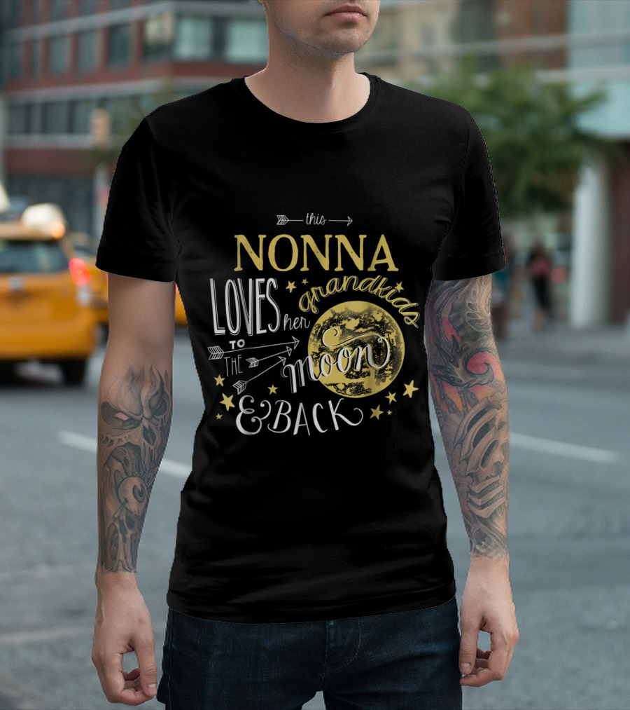 This Nonna Loves Her Grandkids to the Moon and Back with Stars and Arrows T-Shirt