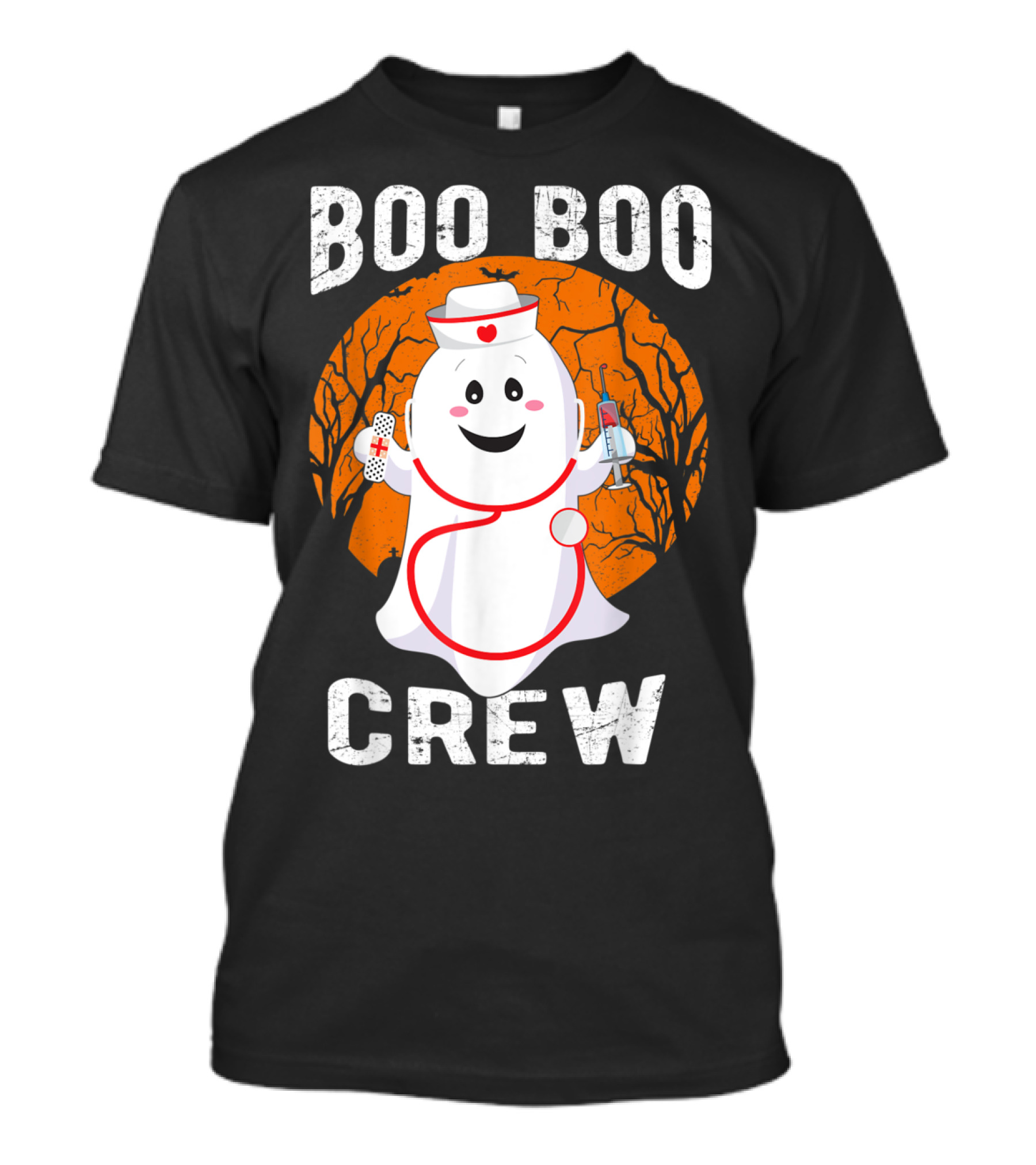 Boo Boo Crew Nurse Ghost Halloween Outfit With Bandage And Syringe T-Shirt