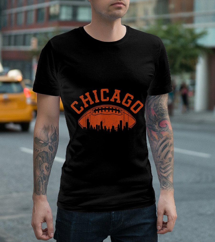 Chicago Football Skyline Vintage Illinois T-Shirt