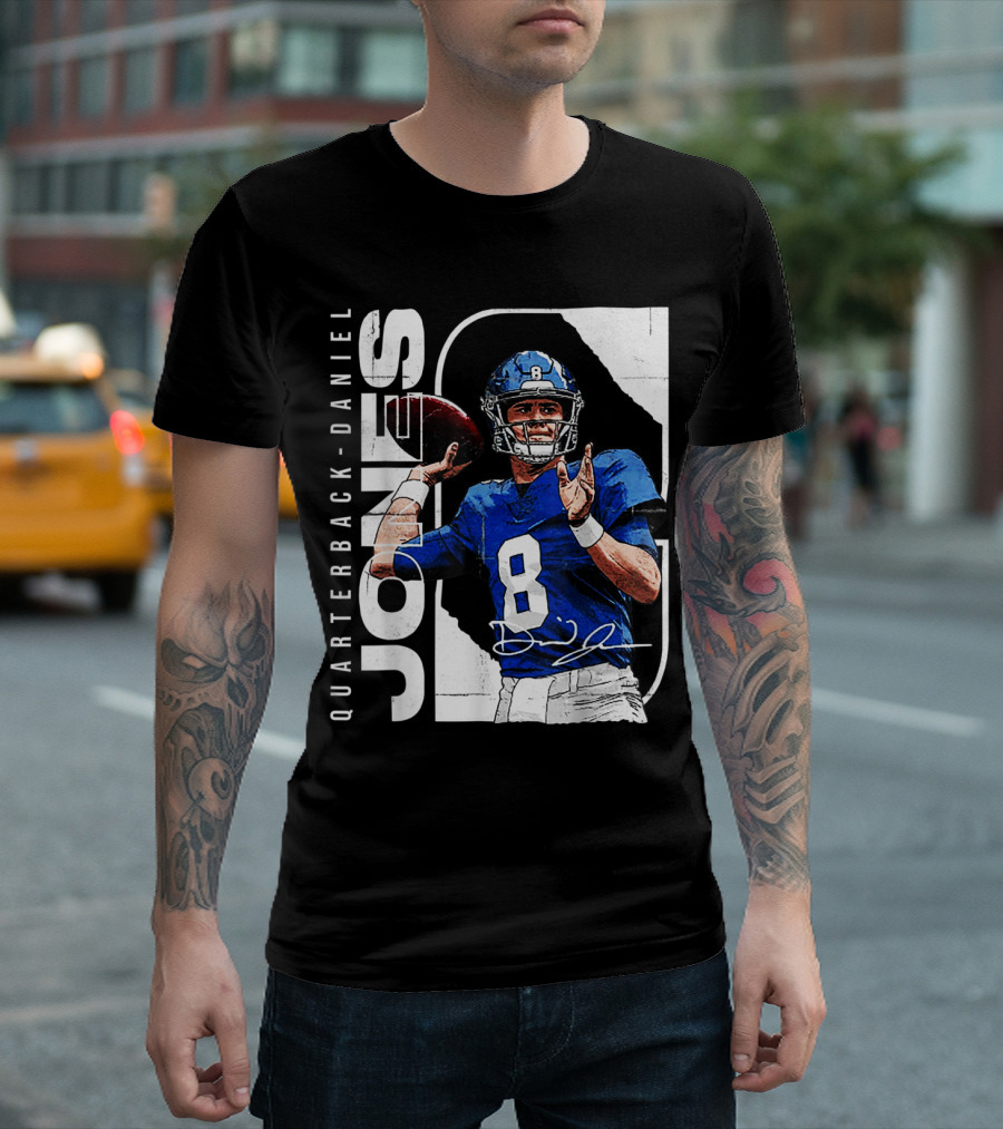QUARTERBACK-DANIEL JONES 8 Signature NFL Football T-Shirt