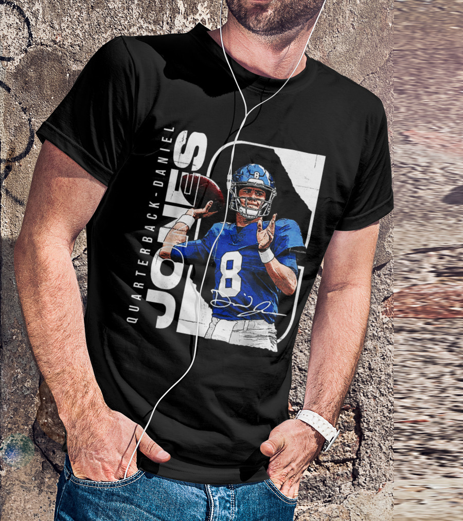 QUARTERBACK-DANIEL JONES 8 Signature NFL Football T-Shirt