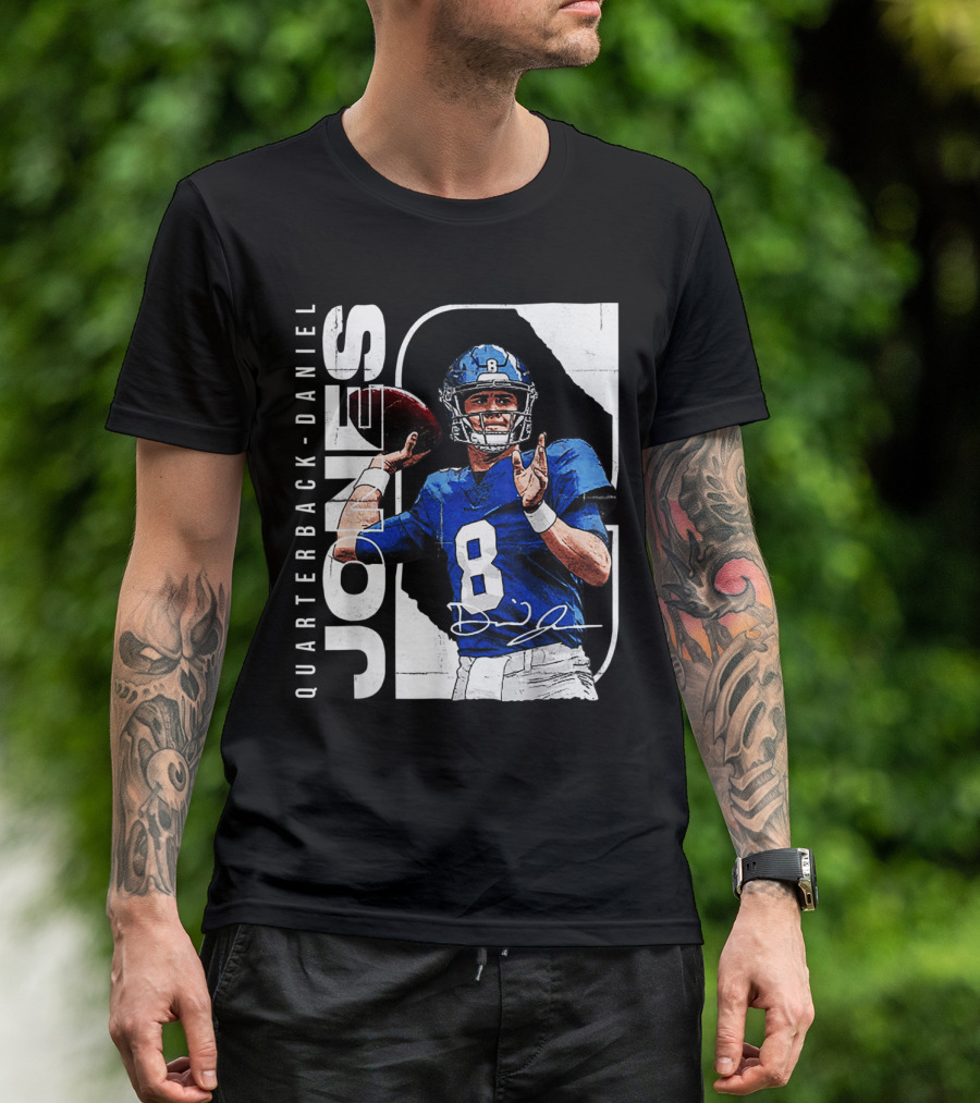 QUARTERBACK-DANIEL JONES 8 Signature NFL Football T-Shirt