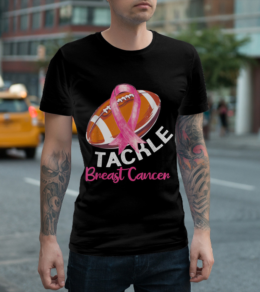 Football Tackle Breast Cancer Awareness T-Shirt