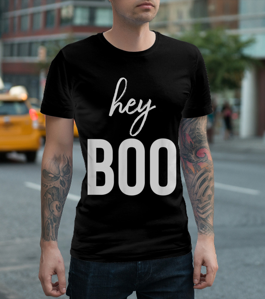 Hey Boo Cute Couples Love Ghost Pun Women Boo Girl Playful Phrase T-Shirt