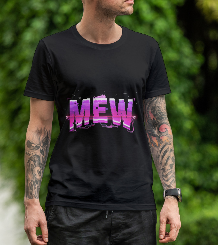 Mew Vaporwave Aesthetic Glitch Typography T-Shirt