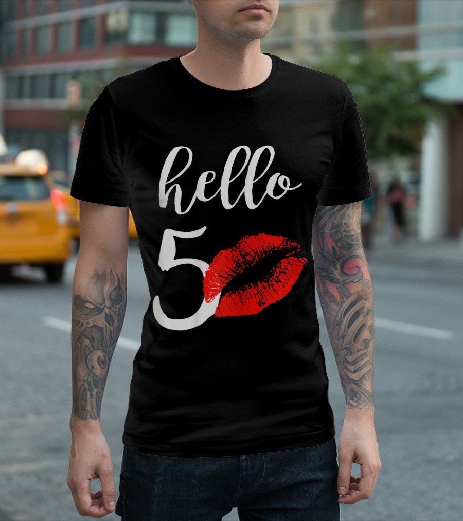 Hello 50 Red Lip Kisses Birthday T-Shirt