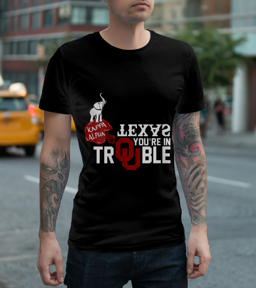 Kappa Alpha Elephant Helmet Texas Trouble OU T-Shirt