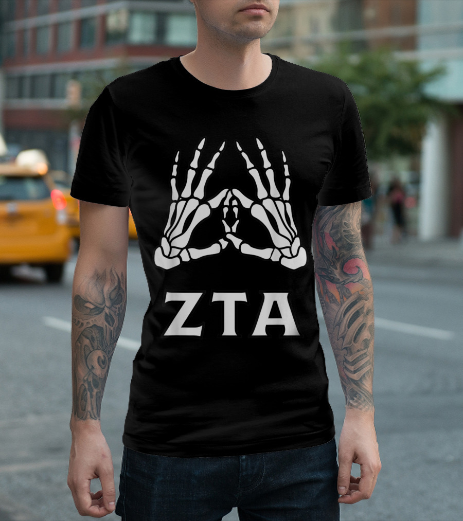 ZTA Skeleton Hands Greek Sorority T-Shirt