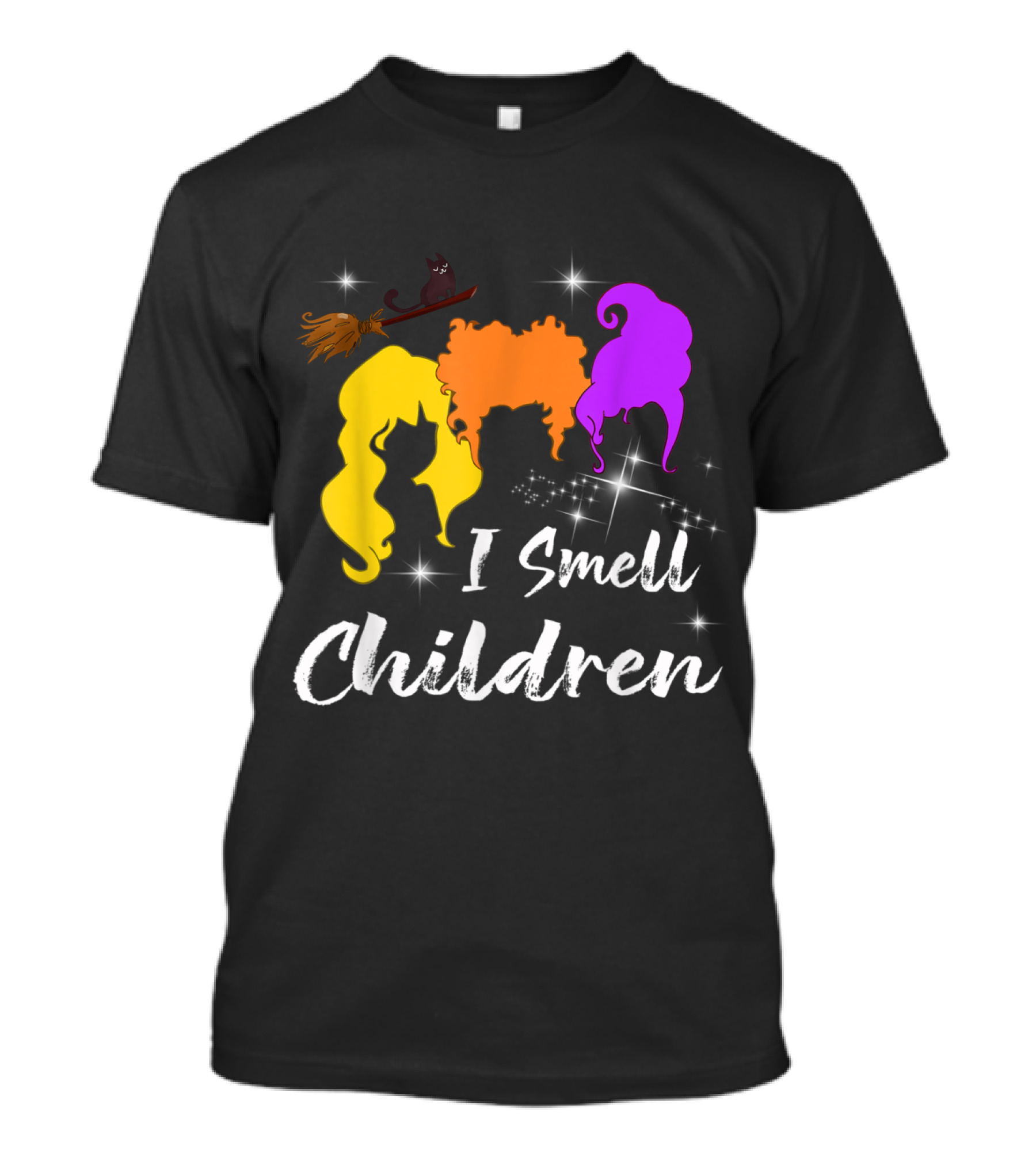 I Smell Children Halloween Funny Costume Witches Silhouette Magic Broomstick T-Shirt