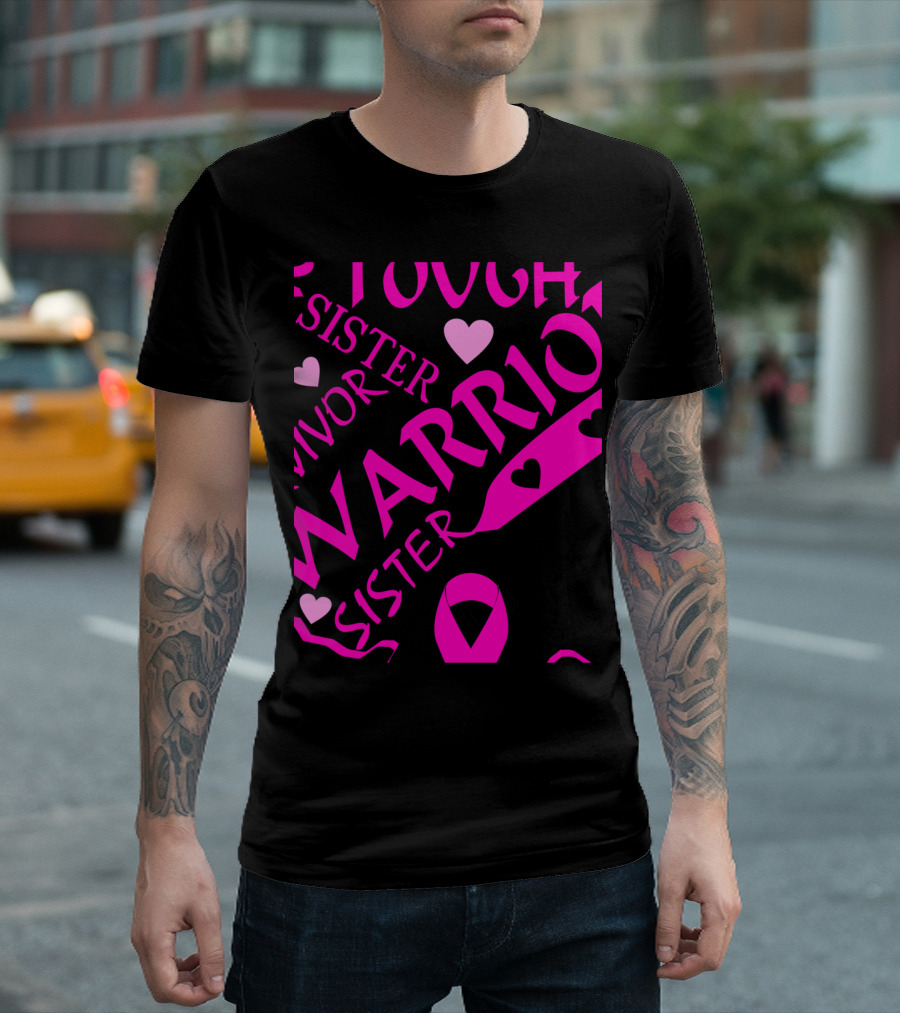 Breast Cancer Warrior Tough Survivor Sister Pink Ribbon African American Women T-Shirt