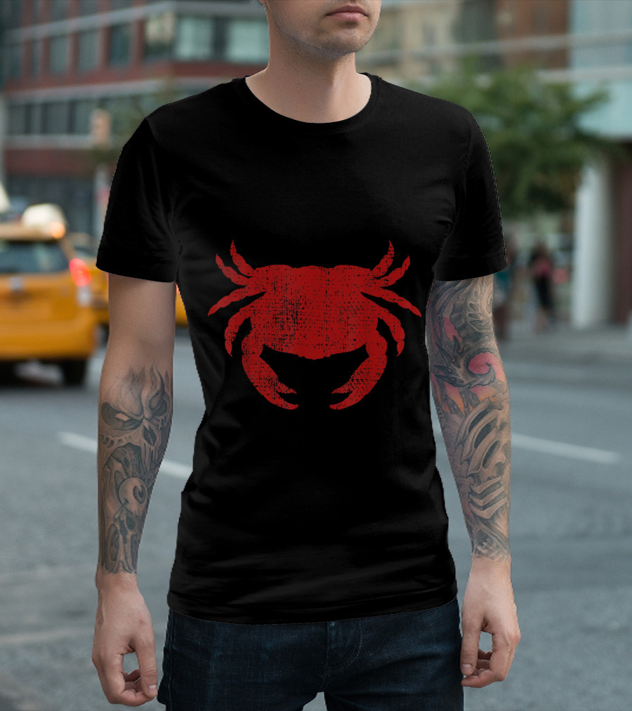 Crab Silhouette Red Crabbing Aquarium Tank T-Shirt
