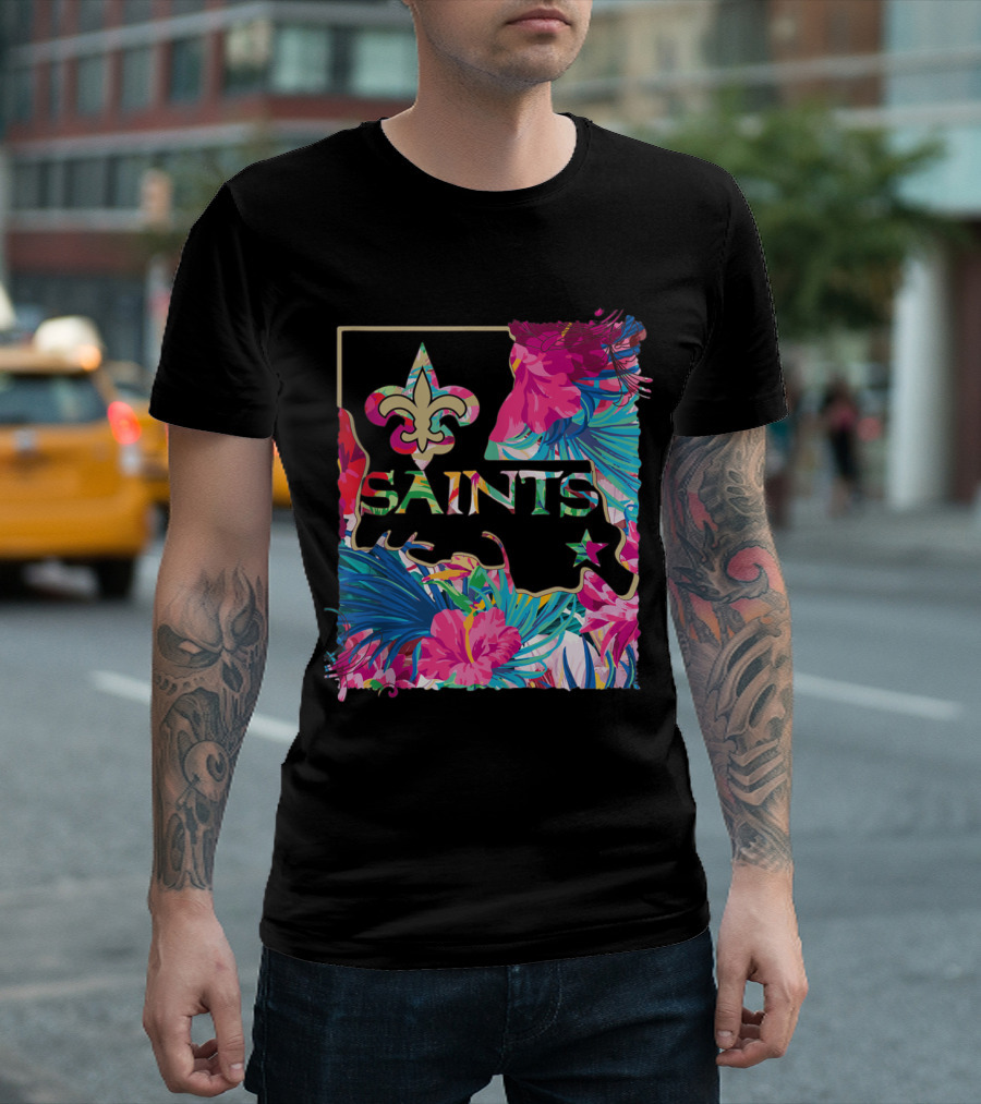 Saints Fleur-de-Lis Tropical New Orleans Football T-Shirt