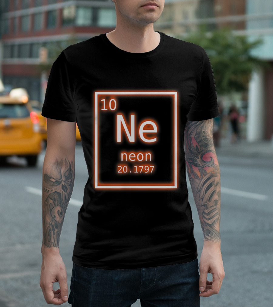 Neon Element 10 Ne Orange Periodic Table Nerd 20.1797 T-Shirt