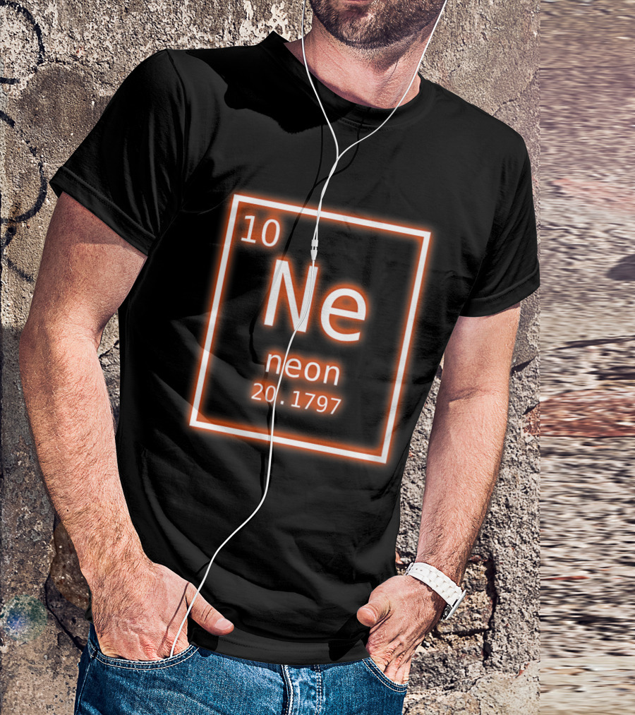 Neon Element 10 Ne Orange Periodic Table Nerd 20.1797 T-Shirt