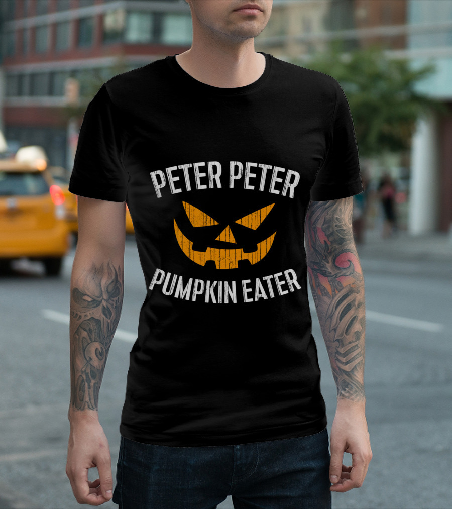 PETER PETER PUMPKIN EATER Halloween Jack O'Lantern Face T-Shirt